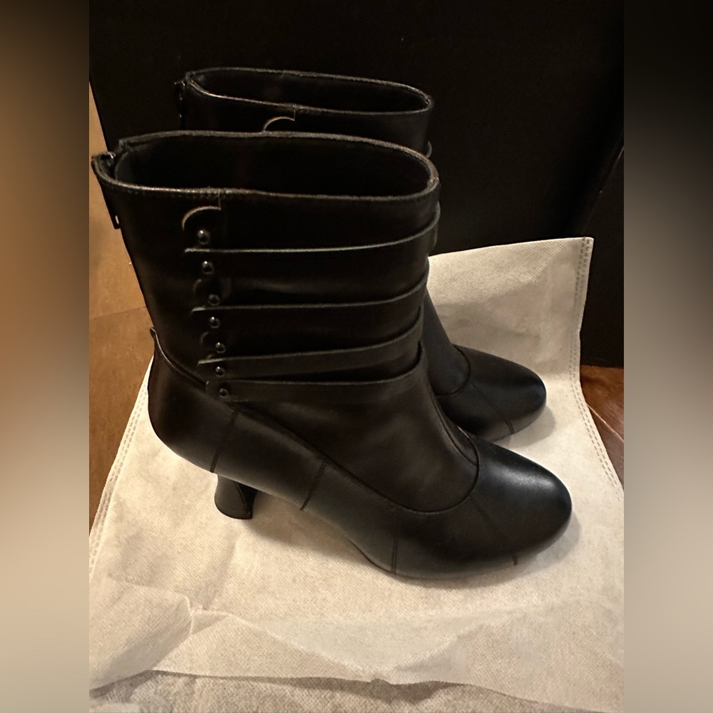 Black leather boots